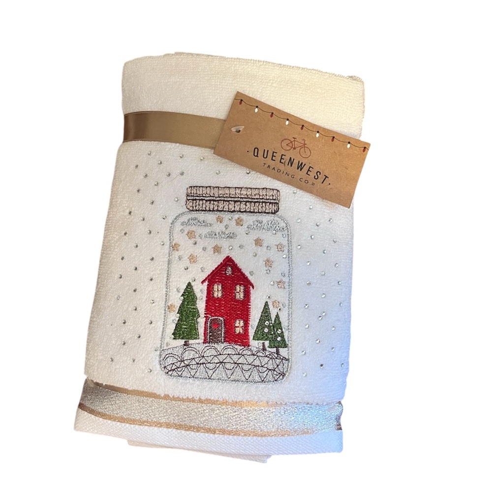 Holiday Hand Towels with Red & Green Design